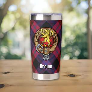Clan Brown Crest over Tartan Insulated Tumbler