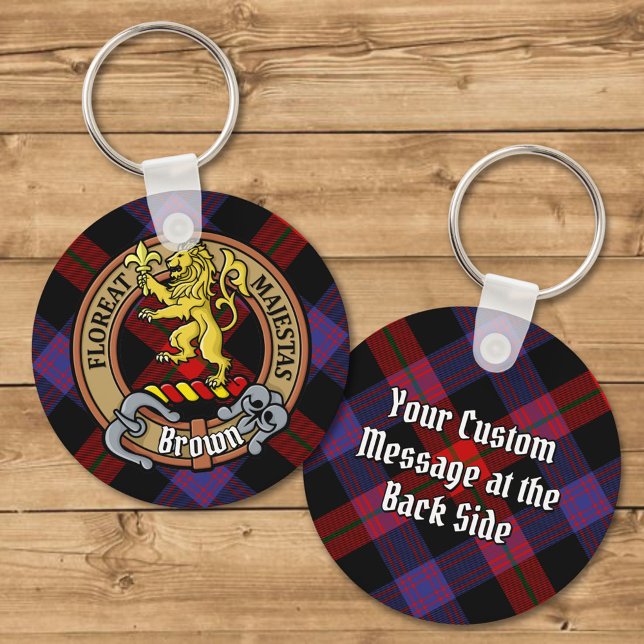 Clan Brown Crest over Tartan Key Ring (Creator Uploaded)