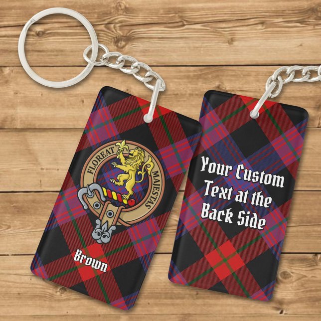 Clan Brown Crest over Tartan Key Ring (Creator Uploaded)