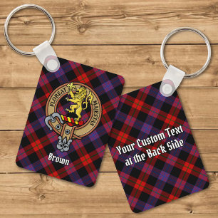 Clan Brown Crest over Tartan Key Ring