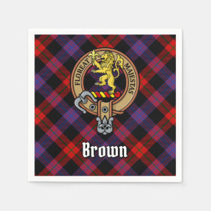 Clan Brown Crest over Tartan Napkin