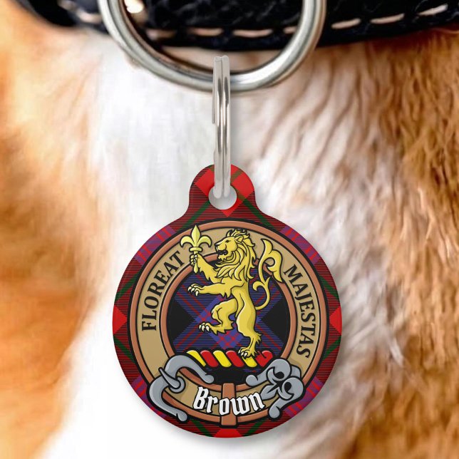 Clan Brown Crest over Tartan Pet Tag (Creator Uploaded)