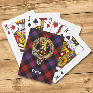 Clan Brown Crest over Tartan Playing Cards