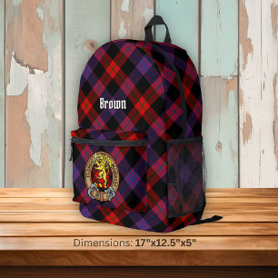 Clan Brown Crest over Tartan Printed Backpack