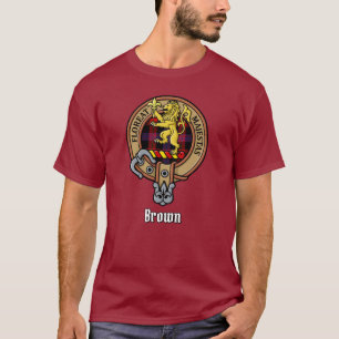 Clan Brown Crest over Tartan T-Shirt