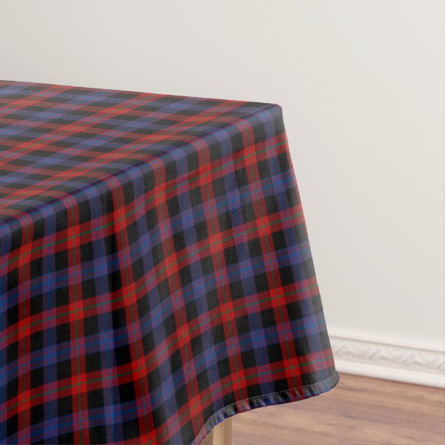 Clan Brown Red and Royal Blue Scottish Tartan Tablecloth (In Situ)