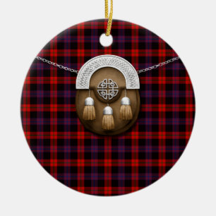 Clan Brown Tartan And Sporran Ceramic Ornament