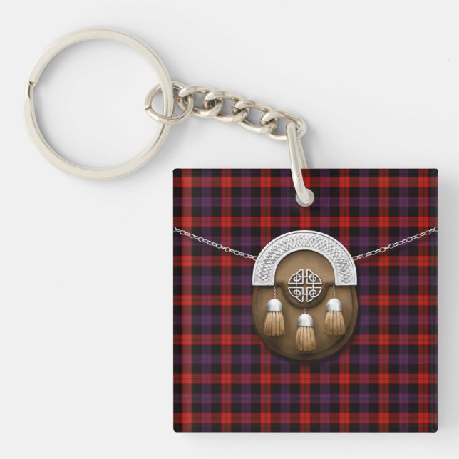Clan Brown Tartan And Sporran Key Ring (Front)