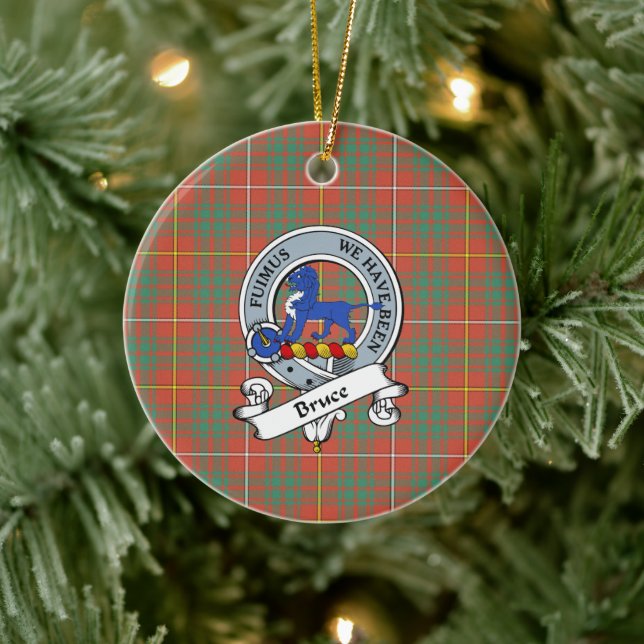 Clan Bruce Ancient Badge Tartan Plaid Ceramic Ornament (Tree)