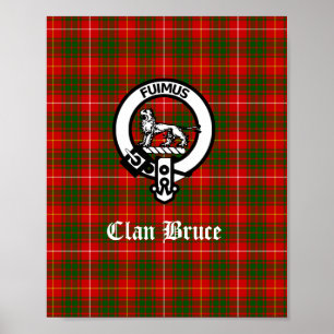 Clan Bruce Crest Badge & Tartan  Poster