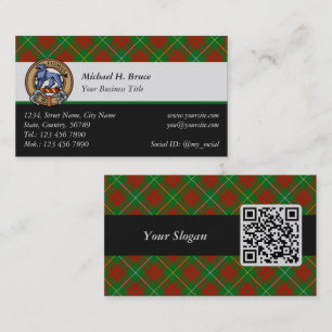 Clan Bruce Crest over Hunting Tartan Business Card