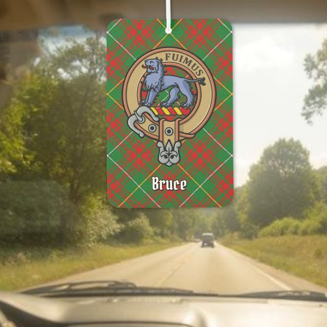 Clan Bruce Crest over Hunting Tartan Car Air Freshener (Creator Uploaded)