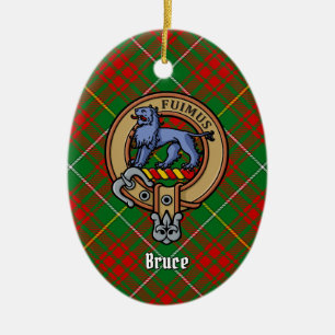 Clan Bruce Crest over Hunting Tartan Ceramic Ornament