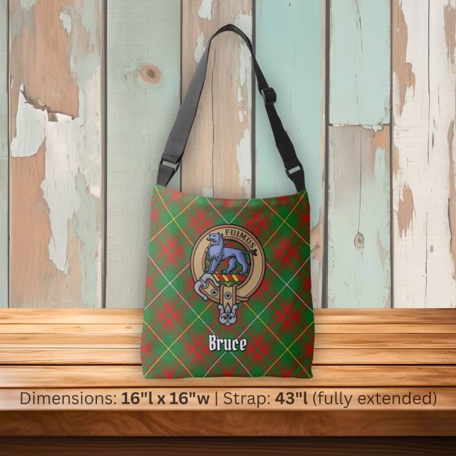 Clan Bruce Crest over Hunting Tartan Crossbody Bag (Creator Uploaded)