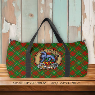Clan Bruce Crest over Hunting Tartan Duffle Bag