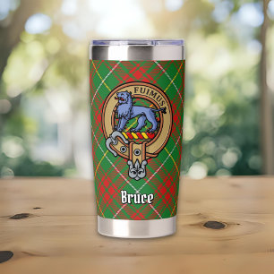 Clan Bruce Crest over Hunting Tartan Insulated Tumbler