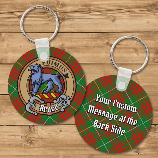 Clan Bruce Crest over Hunting Tartan Key Ring (Creator Uploaded)