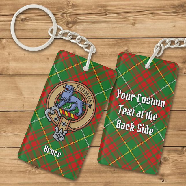 Clan Bruce Crest over Hunting Tartan Key Ring (Creator Uploaded)