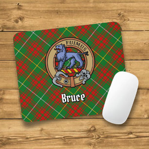 Clan Bruce Crest over Hunting Tartan Mouse Pad