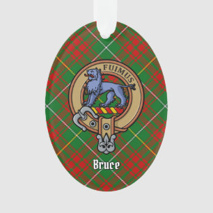 Clan Bruce Crest over Hunting Tartan Ornament