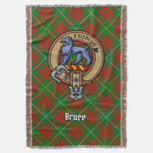 Clan Bruce Crest over Hunting Tartan Throw Blanket