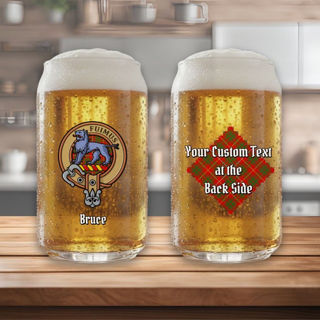 Clan Bruce Crest over Tartan Can Glass (Creator Uploaded)
