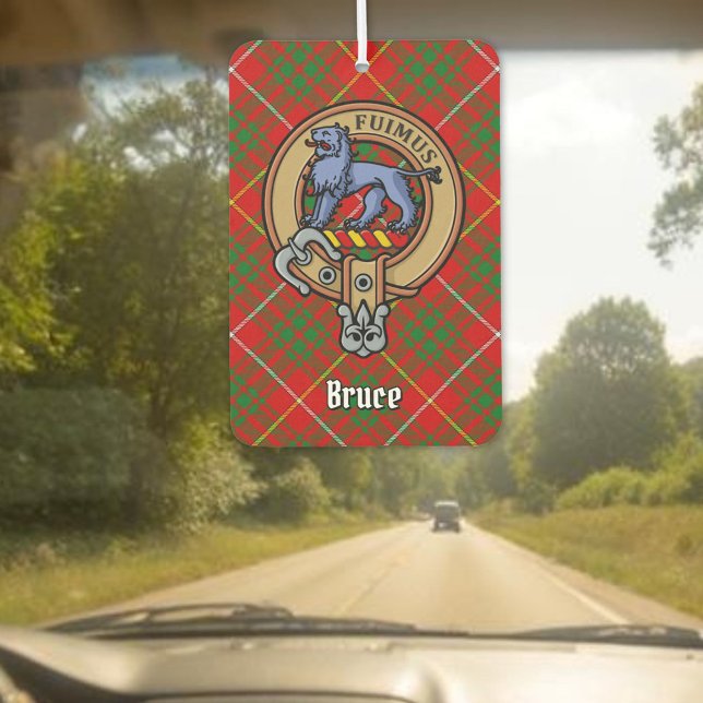 Clan Bruce Crest over Tartan Car Air Freshener (Creator Uploaded)