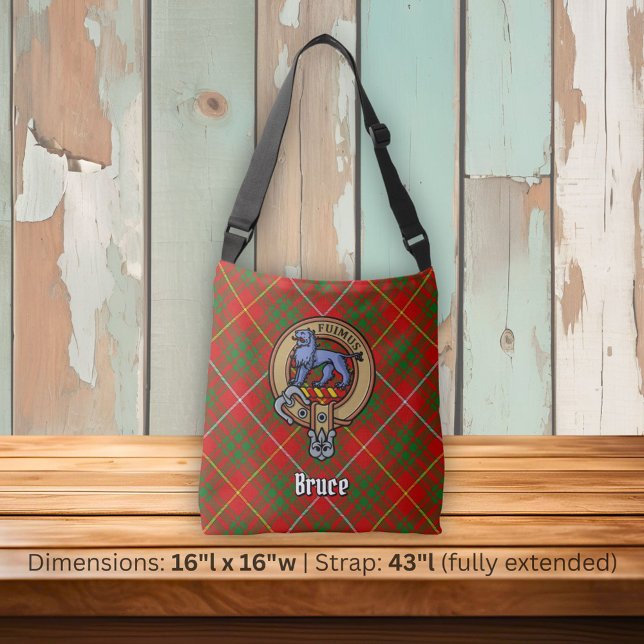 Clan Bruce Crest over Tartan Crossbody Bag (Creator Uploaded)