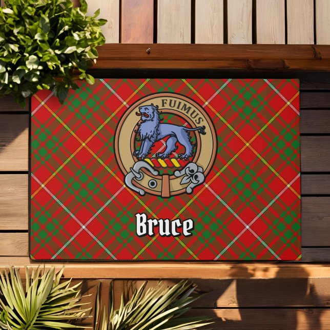 Clan Bruce Crest over Tartan Doormat (Creator Uploaded)