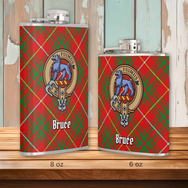 Clan Bruce Crest over Tartan Hip Flask (Creator Uploaded)