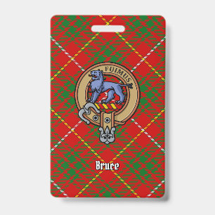 Clan Bruce Crest over Tartan ID Badge