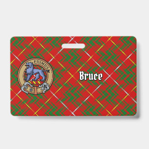 Clan Bruce Crest over Tartan ID Badge