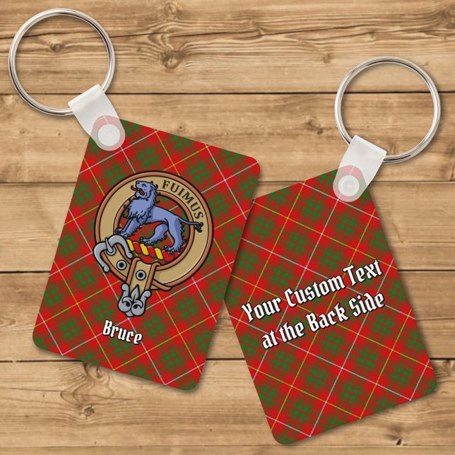 Clan Bruce Crest over Tartan Key Ring (Creator Uploaded)