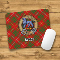 Clan Bruce Crest over Tartan