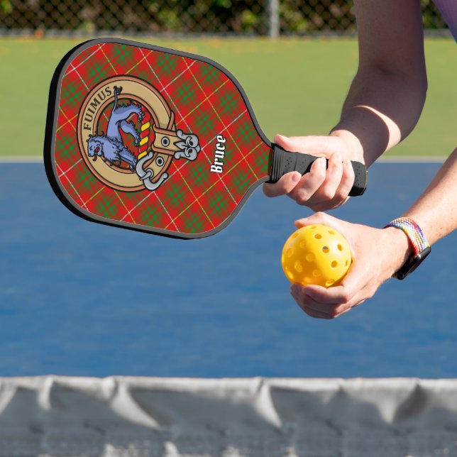 Clan Bruce Crest over Tartan Pickleball Paddle (Insitu)