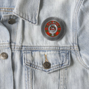 Clan Bruce Crest & Tartan Knot 6 Cm Round Badge