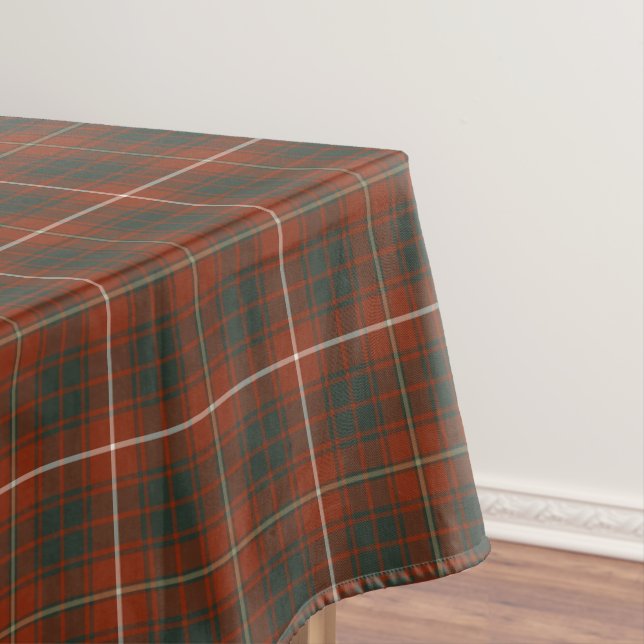 Clan Bruce Red and Brown Weathered Scottish Tartan Tablecloth (In Situ)