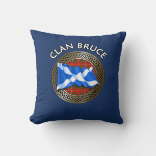 Clan Bruce Tartan Knot & Flag Cushion
