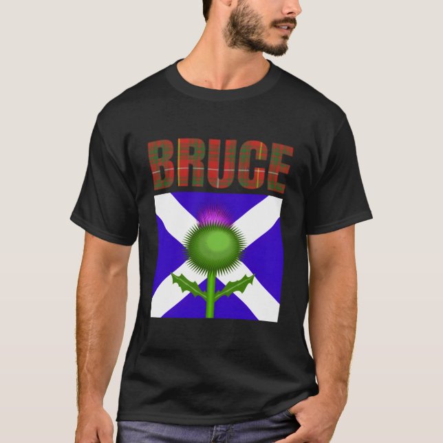 Clan Bruce Tartan Scottish Family Name Scotland Pr T-Shirt (Front)