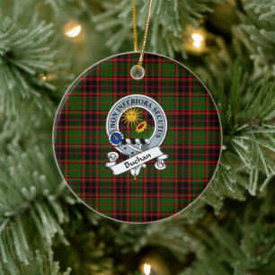 Clan Buchan Modern Badge Tartan Plaid Ceramic Ornament