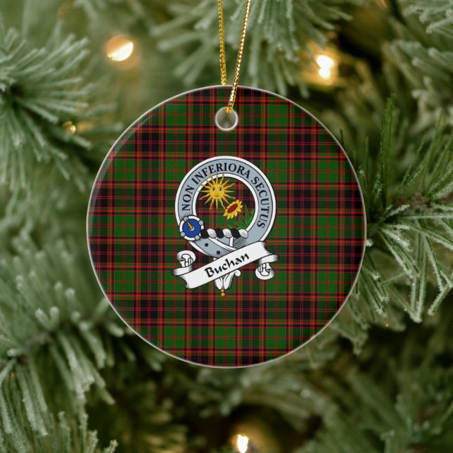 Clan Buchan Modern Badge Tartan Plaid Ceramic Ornament (Tree)
