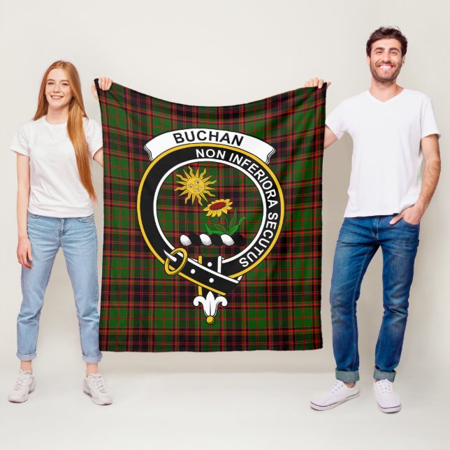 Clan Buchan Modern Tartan Plaid Fleece Blanket (In Situ)