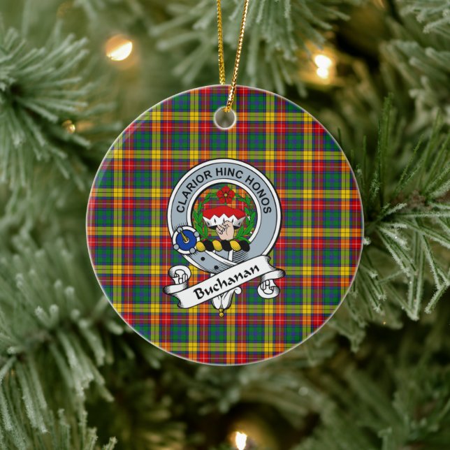 Clan Buchanan Badge Tartan Plaid Ceramic Ornament (Tree)