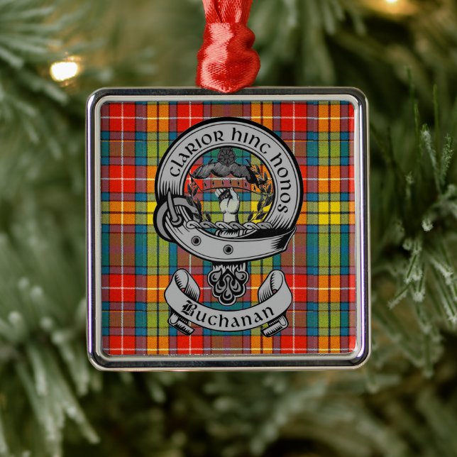Clan Buchanan Crest Badge & Tartan Metal Ornament (Tree)