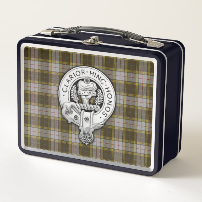 Clan Buchanan Crest & Dress Tartan Metal Lunch Box (Front)