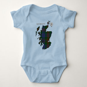 Clan Buchanan Crest & Hunting Tartan Map Baby Bodysuit