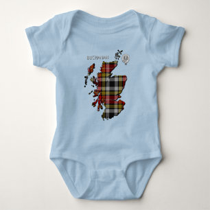 Clan Buchanan Crest & Old Dress Tartan Map Baby Bodysuit