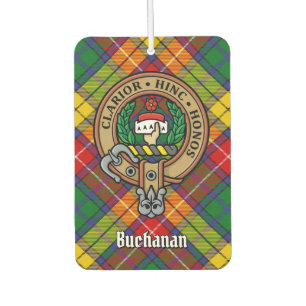 Clan Buchanan Crest over Tartan Car Air Freshener