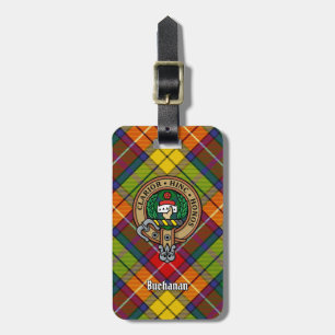 Clan Buchanan Crest over Tartan Luggage Tag