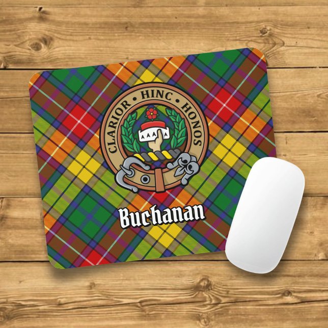Clan Buchanan Crest over Tartan Mouse Pad (Creator Uploaded)